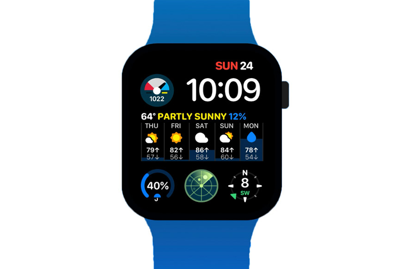 Screenshot von Carrot Weather auf der Apple Watch